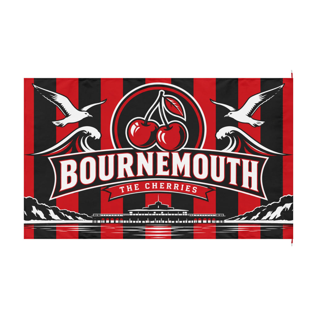 Bournemouth ‘The Cherries’ Double-Sided Fan Flag — Red & Black Football Pride