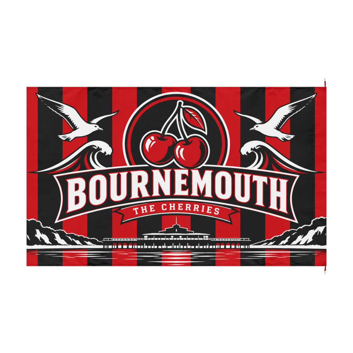 Bournemouth ‘The Cherries’ Double-Sided Fan Flag — Red & Black Football Pride