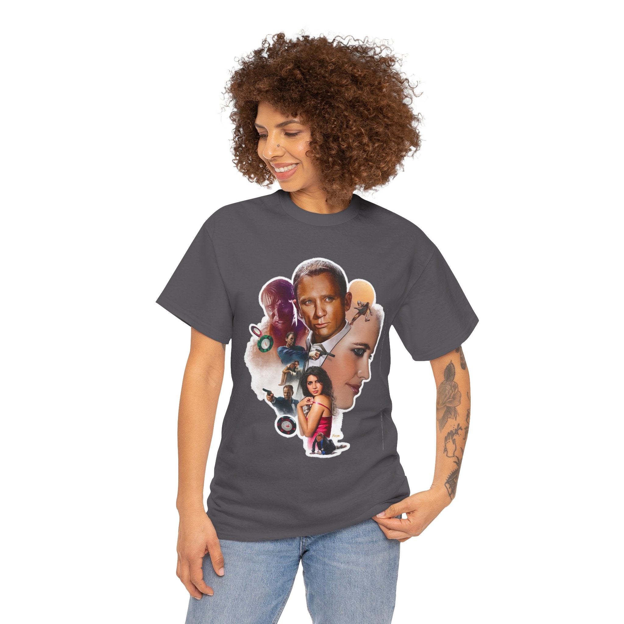 Jame Bond Movie Collage T‑Shirt — Vintage Film Noir Portrait Tee