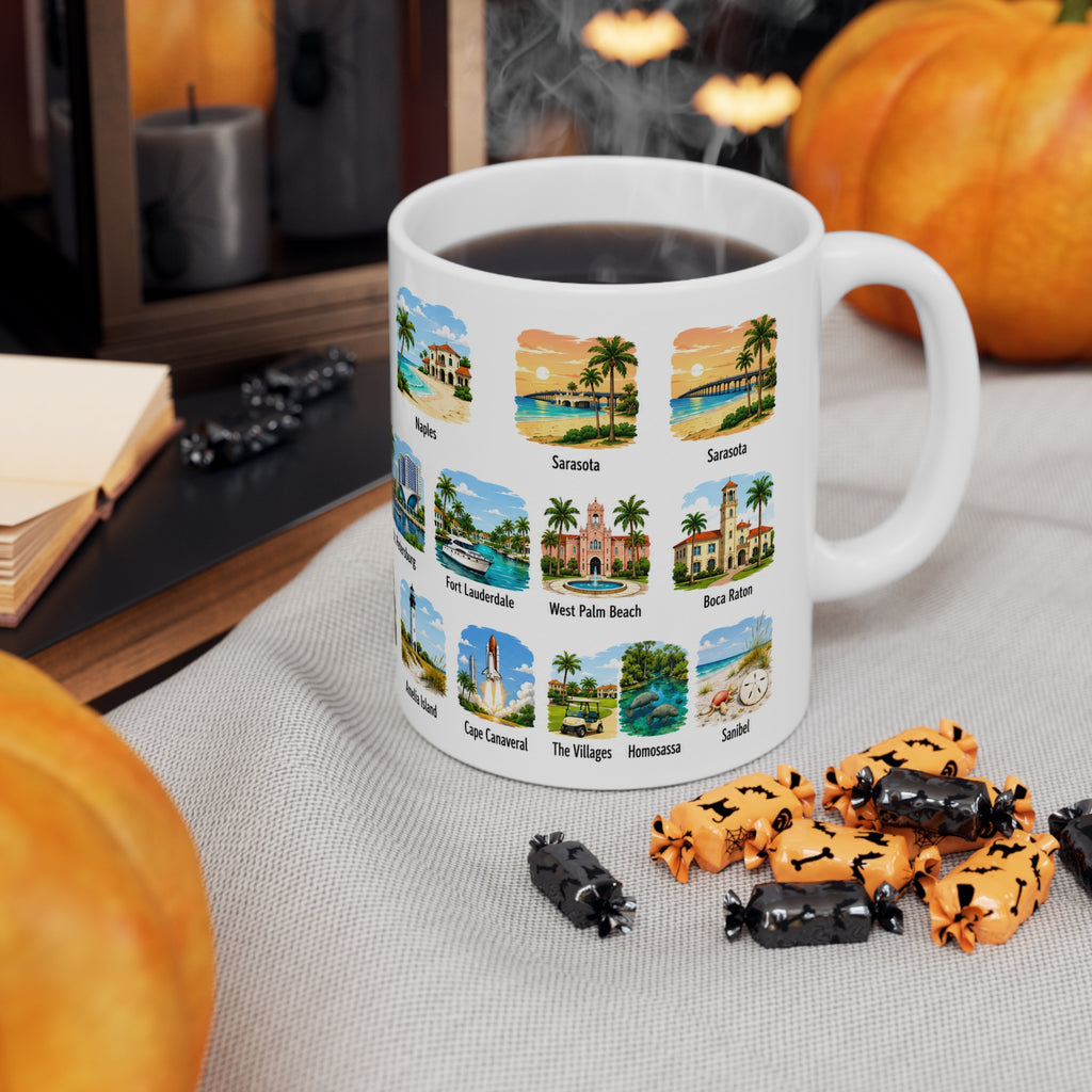 Florida Cities Scenic Ceramic Coffee Mug – 11oz & 15oz Travel Souvenir Cup