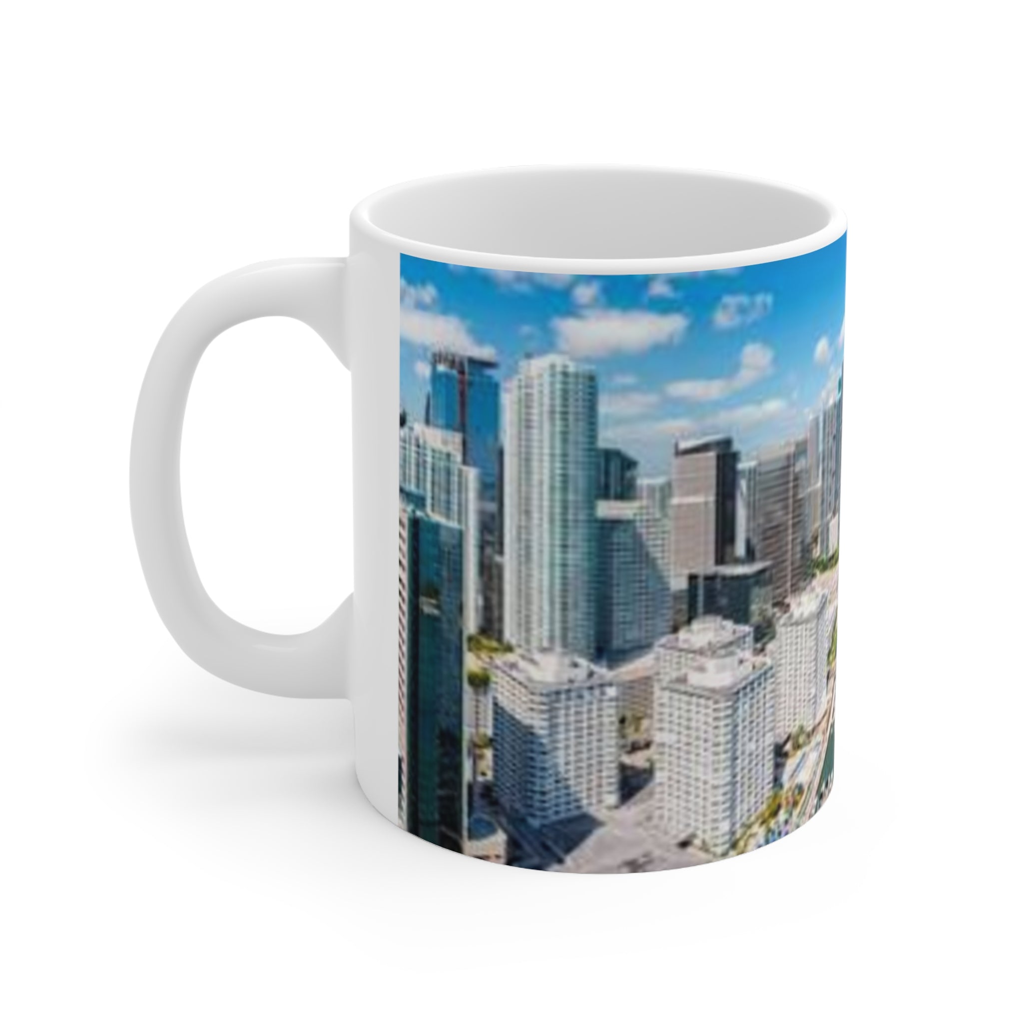 Miami Skyline Ceramic Coffee Mug — Aerial Cityscape 11oz & 15oz