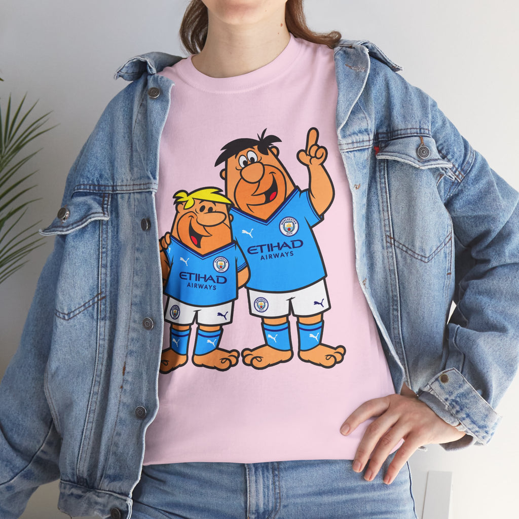 Manchester City The Flintstones Etihad Airways Cartoon Cotton T-Shirt