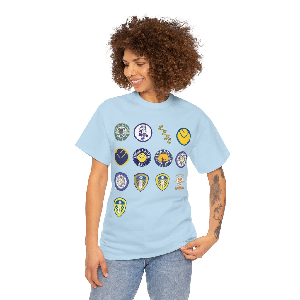 Leeds United Retro Crest Cotton T-Shirt — Vintage Football Club Emblem Tee