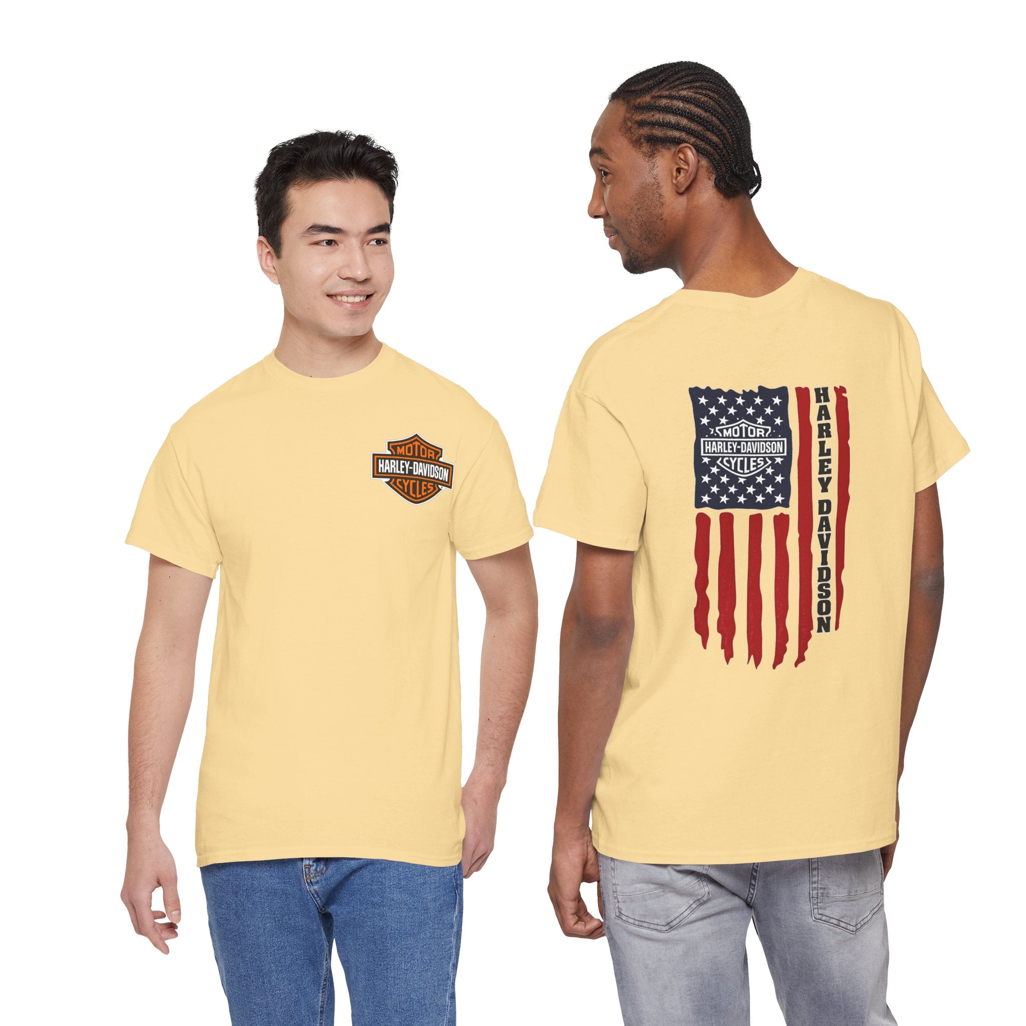 Harley-Style Flag Tee — American Motorcycle Logo T-Shirt