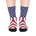 American Flag Mid-Length Socks — Stars & Stripes Patriotic Crew Socks for 4th of July