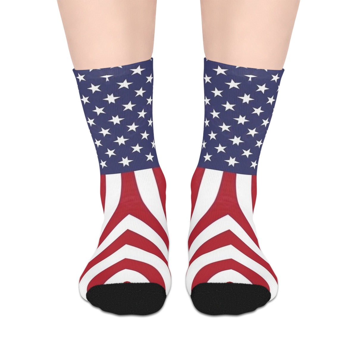 American Flag Mid-Length Socks — Stars & Stripes Patriotic Crew Socks for 4th of July