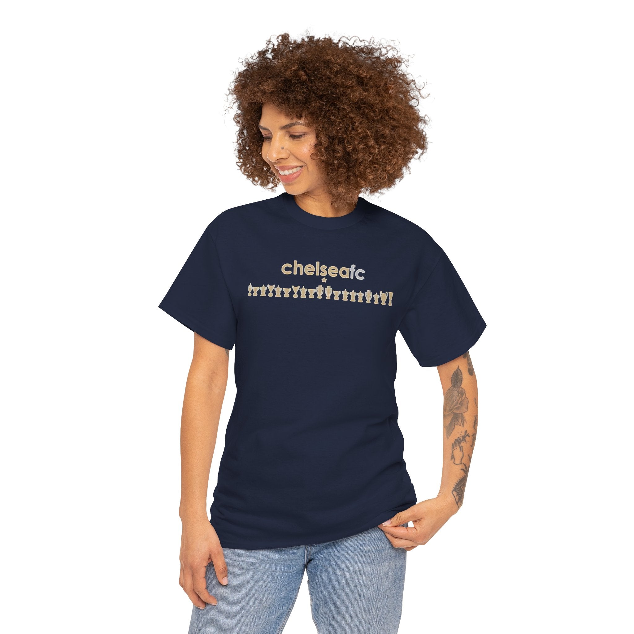 Chelsea FC Retro Silhouette Tee — Beige Logo Football Fans Shirt