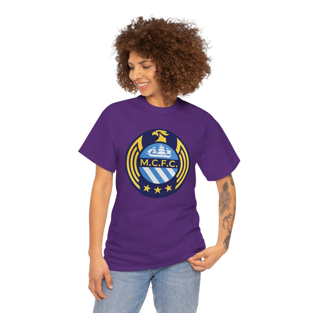 MCFC Crest T-Shirt — Vintage Blue & Gold Soccer Tee