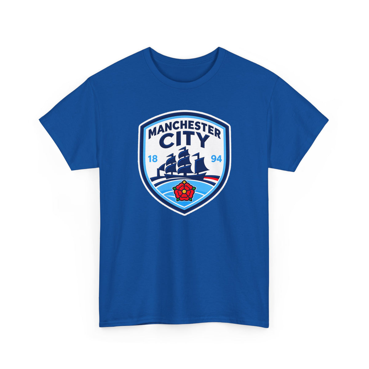 Manchester City Inspired Crest Cotton T-Shirt
