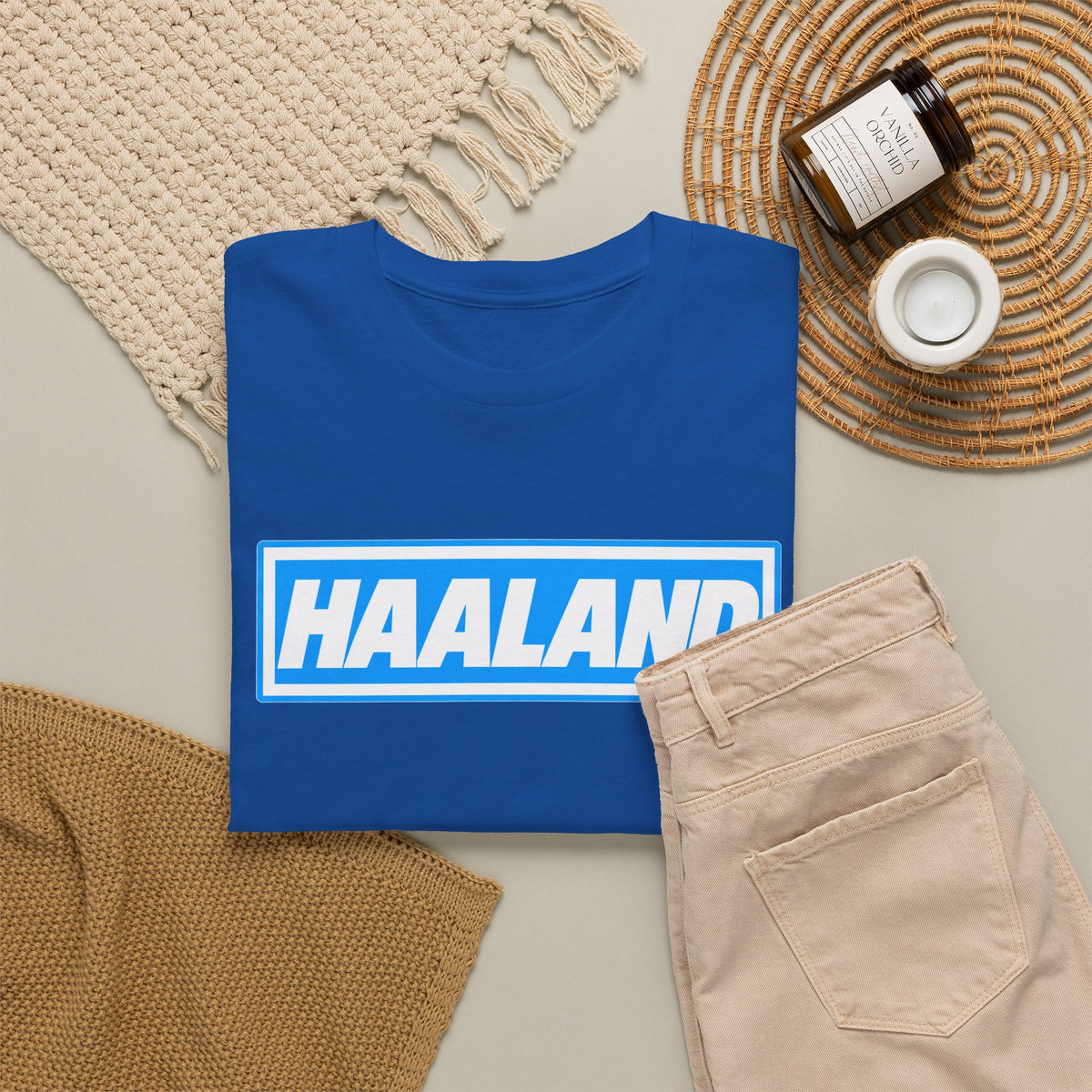 Haaland Box Logo Tee — Soccer Fan Jersey Style Shirt