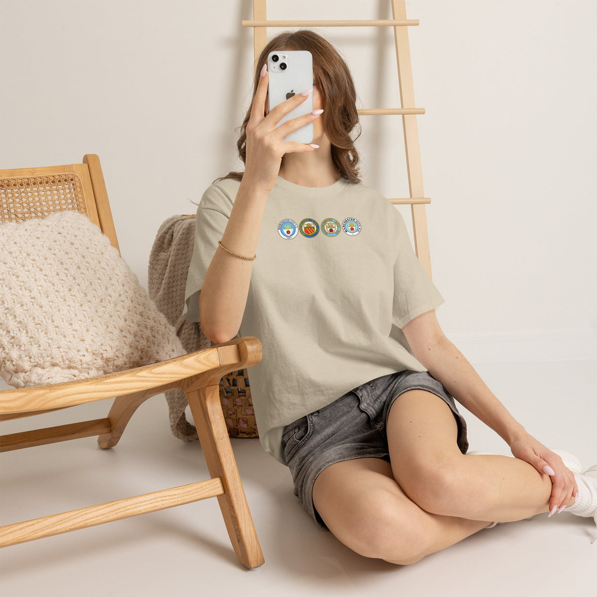 Man City Retro Crest Inspired Cotton T-Shirt