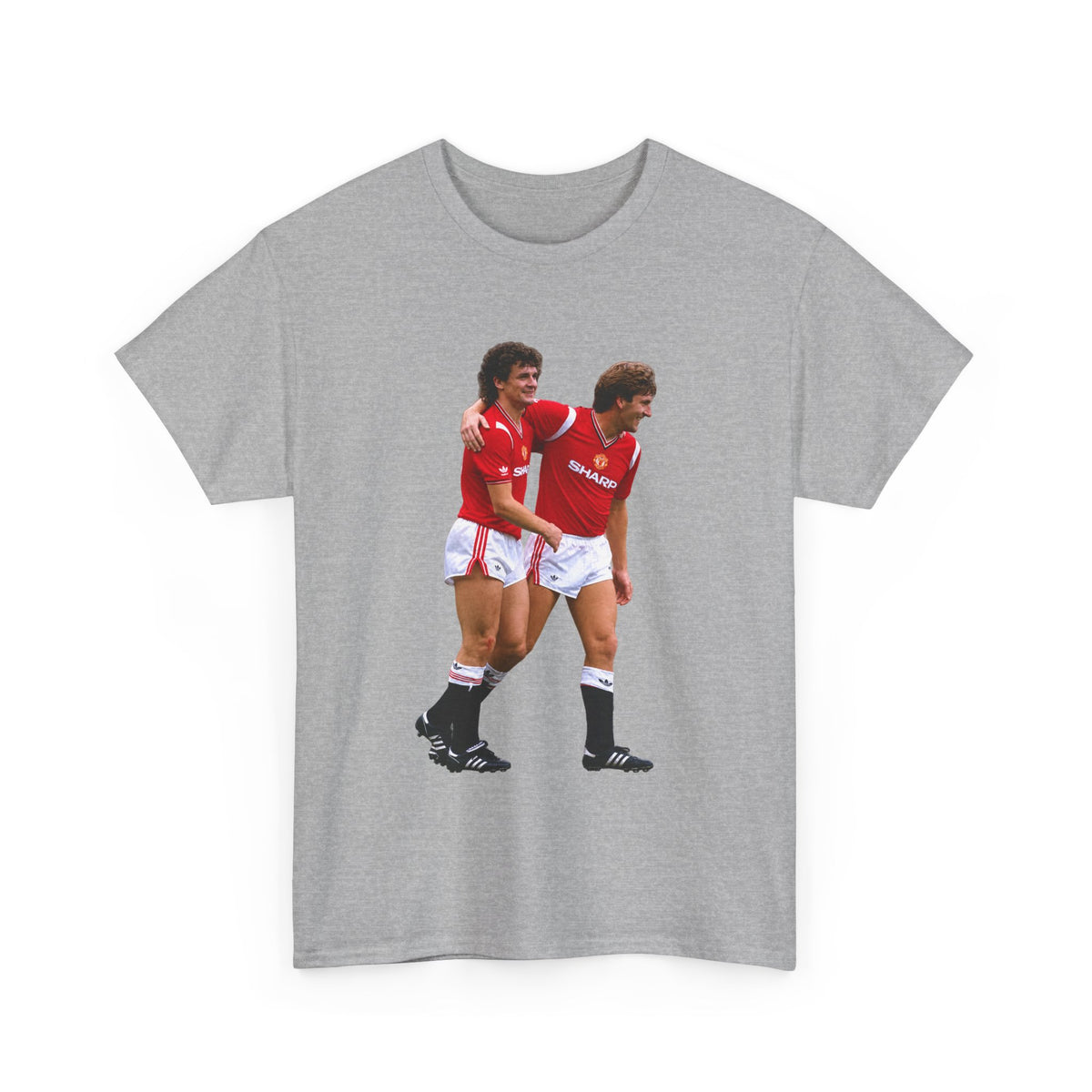 Hughes and Whiteside Manchester United Legend Teammates Graphic Cotton T-Shirt / Tee