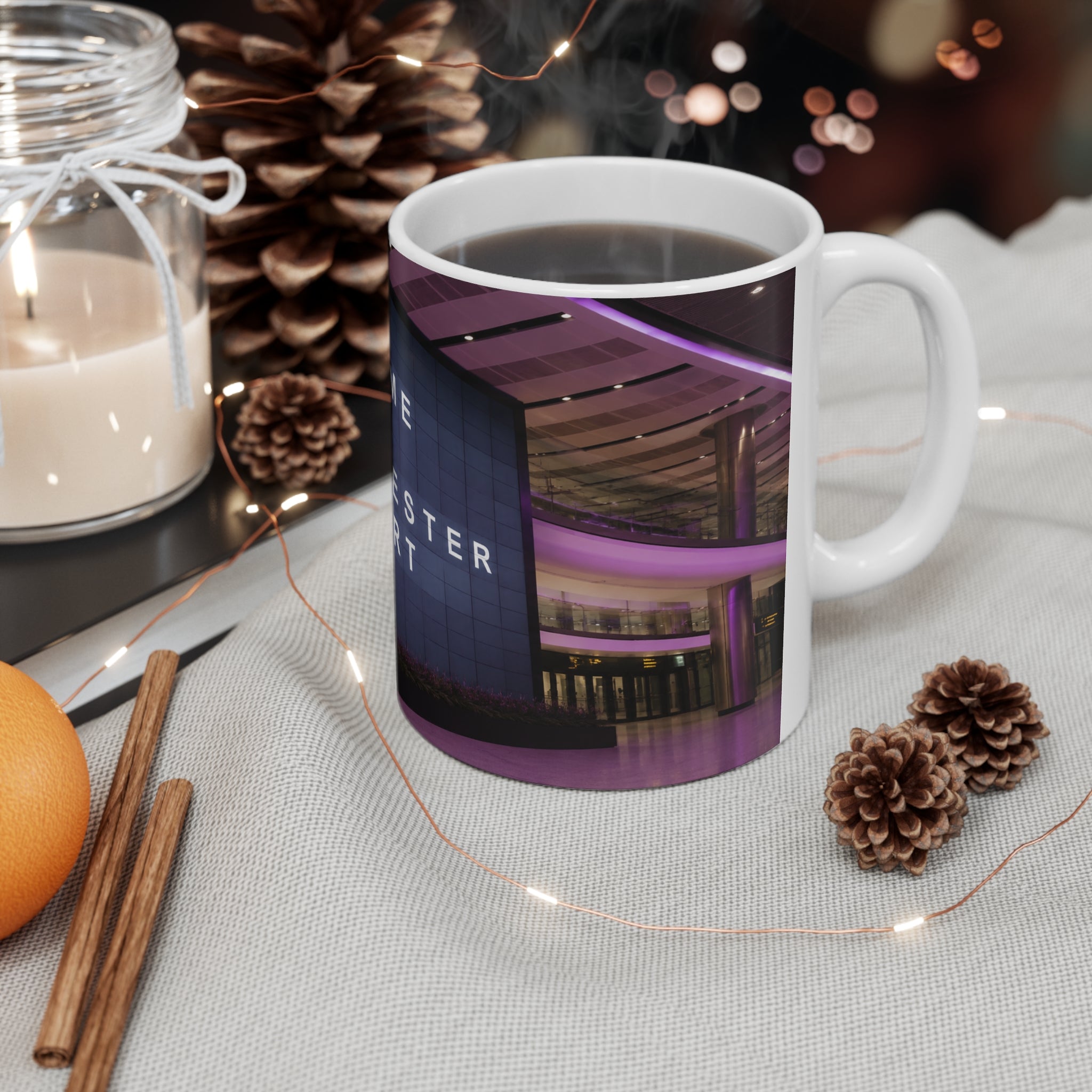 Manchester Airport Welcome Mug — Ceramic Coffee Cup (11oz & 15oz)