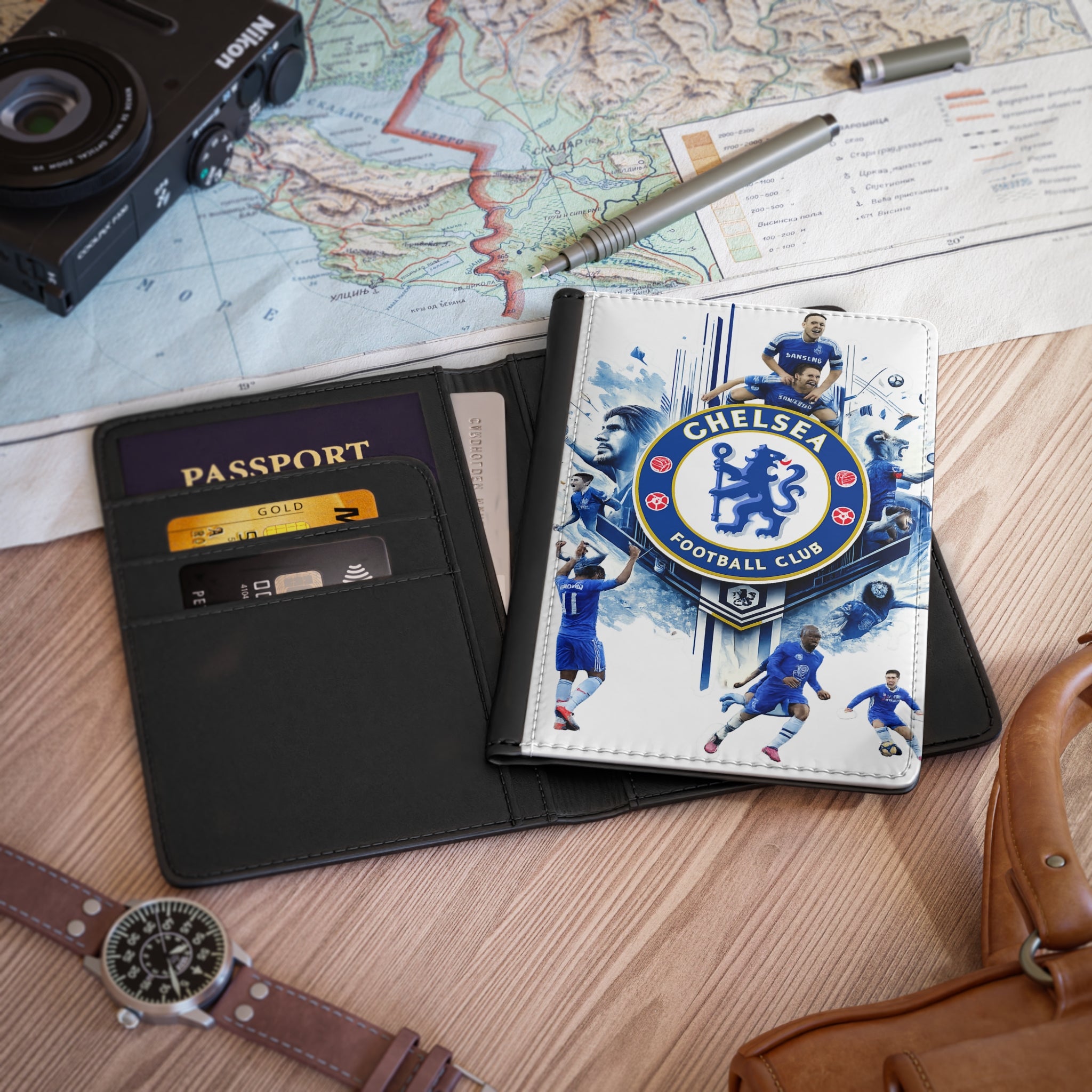 Chelsea Football Club Unofficial Passport Cover – Blue Crest Travel Wallet for Fans