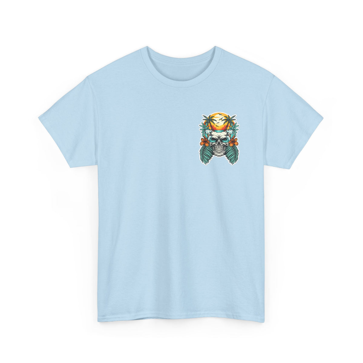 Tropical Skull Tee — Sunset Palm Beach Skull T-Shirt