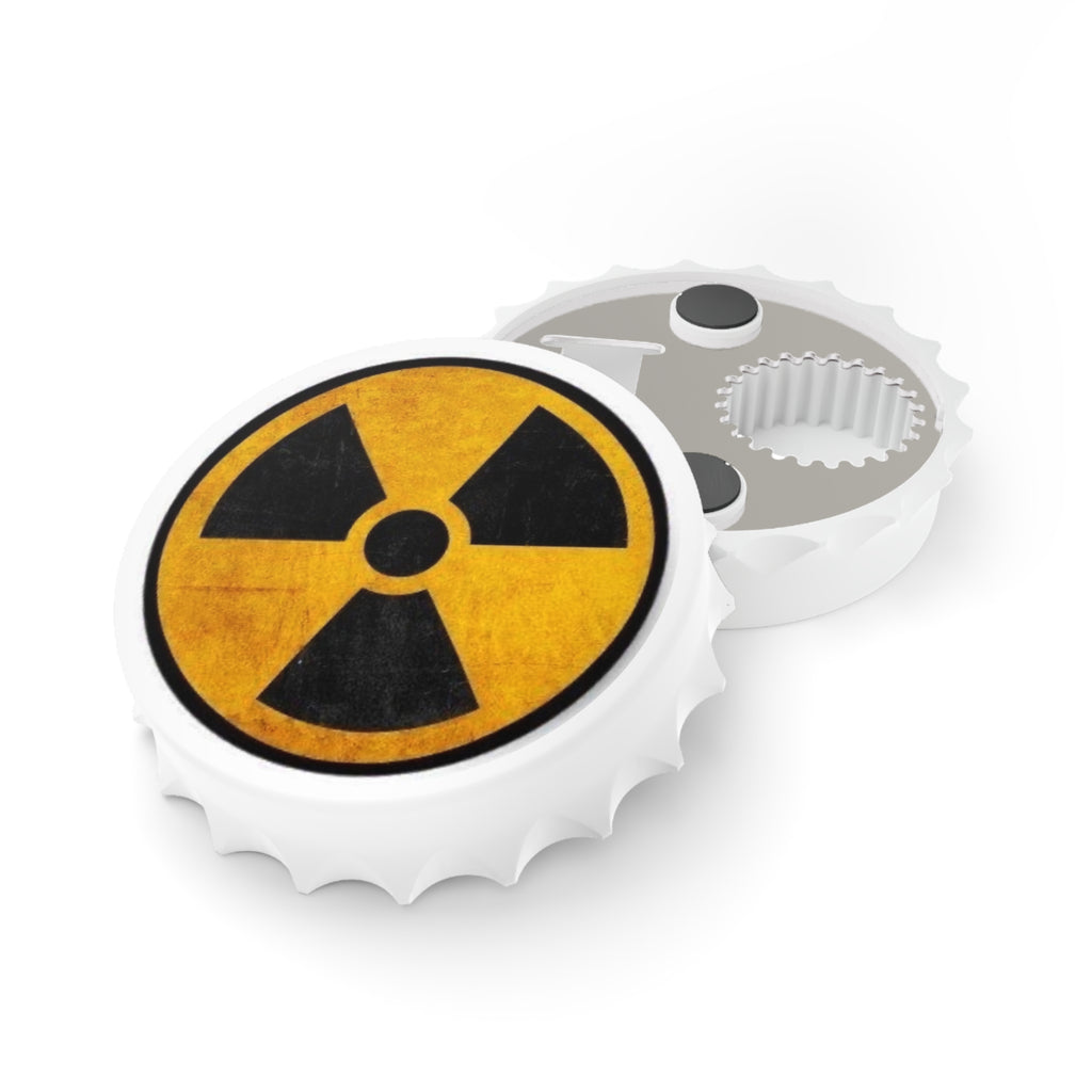 Radioactive Warning Bottle Opener — Retro Nuclear Symbol Metal Cap Opener