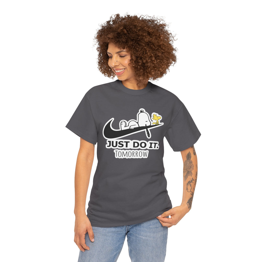 Snoopy "Just Do It Tomorrow" Graphic Cotton T-Shirt