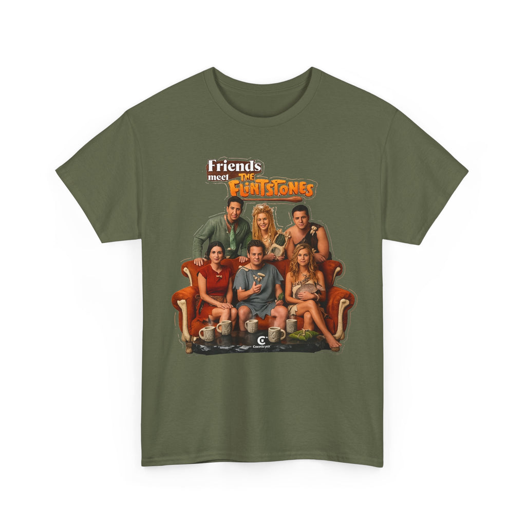 Friends meets the Flintstones TV Sitcom Cast Graphic Tee — 'Friends' Retro Couch Design