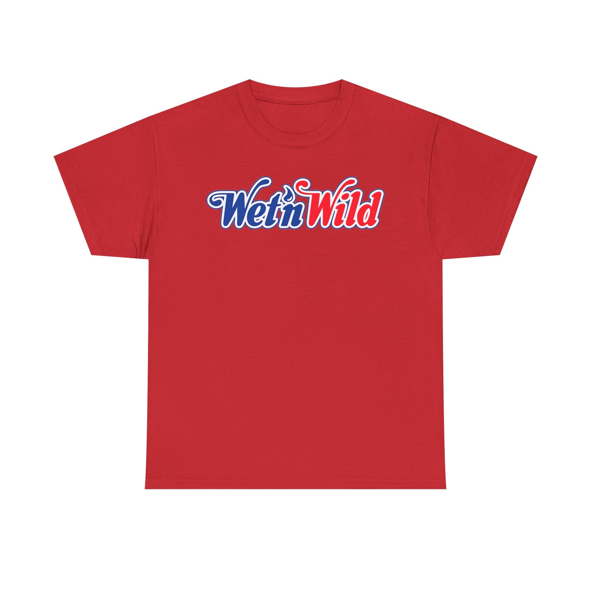 Wet 'n Wild Retro Script T-Shirt — Red & Blue Patriotic Graphic Tee