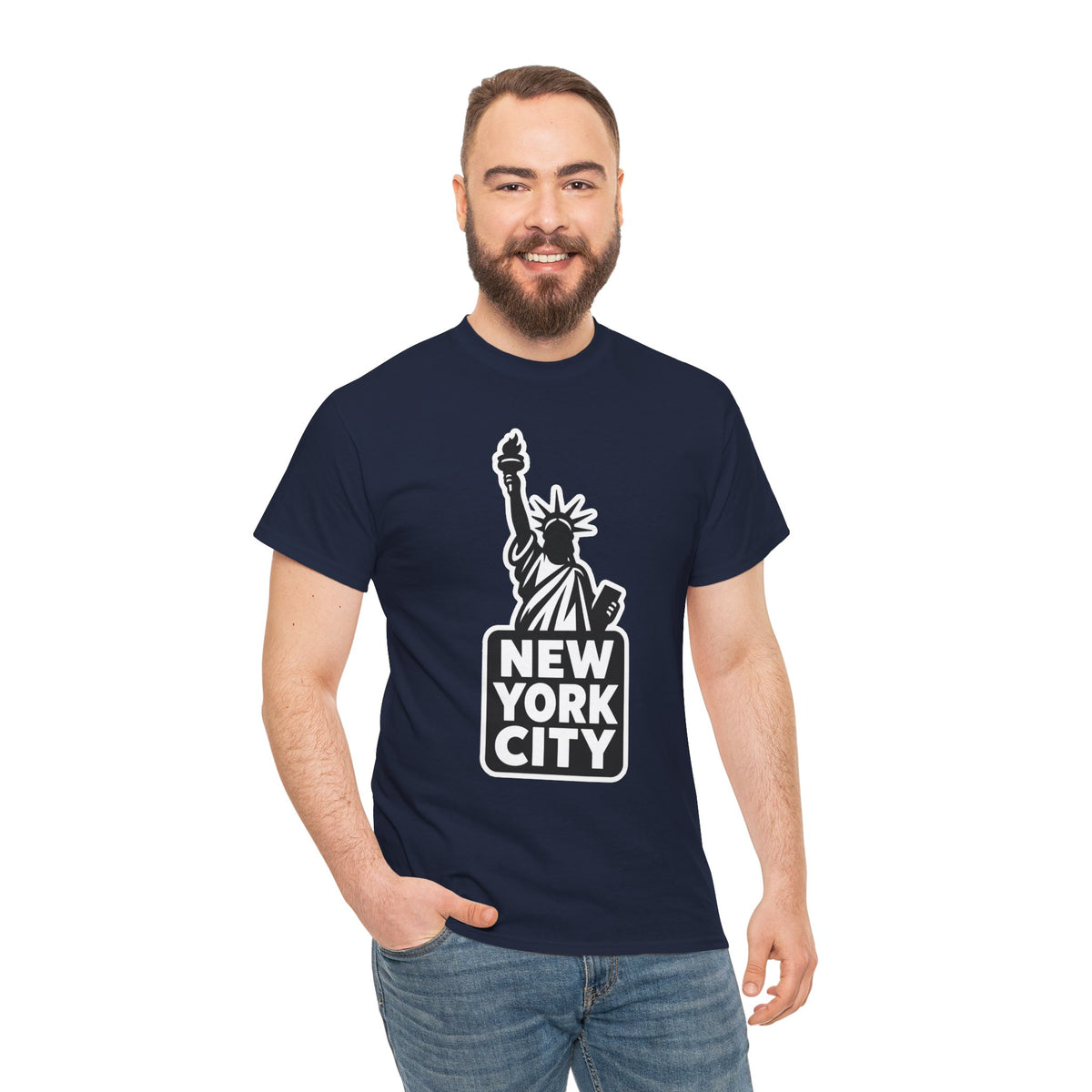 New York City Statue of Liberty Graphic Cotton T-Shirt / Tee