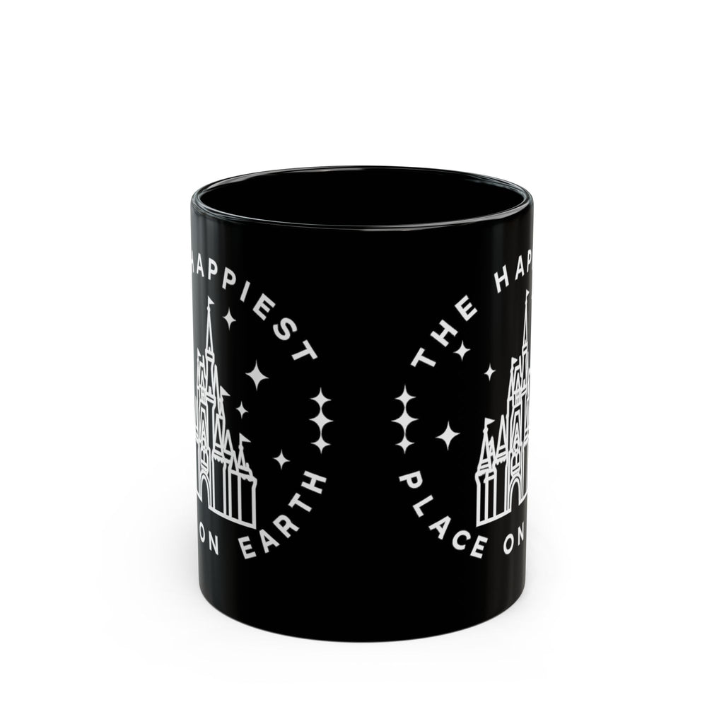 Black Castle Mug — "The Happiest Place on Earth" Ceramic Coffee Cup (11oz/15oz)