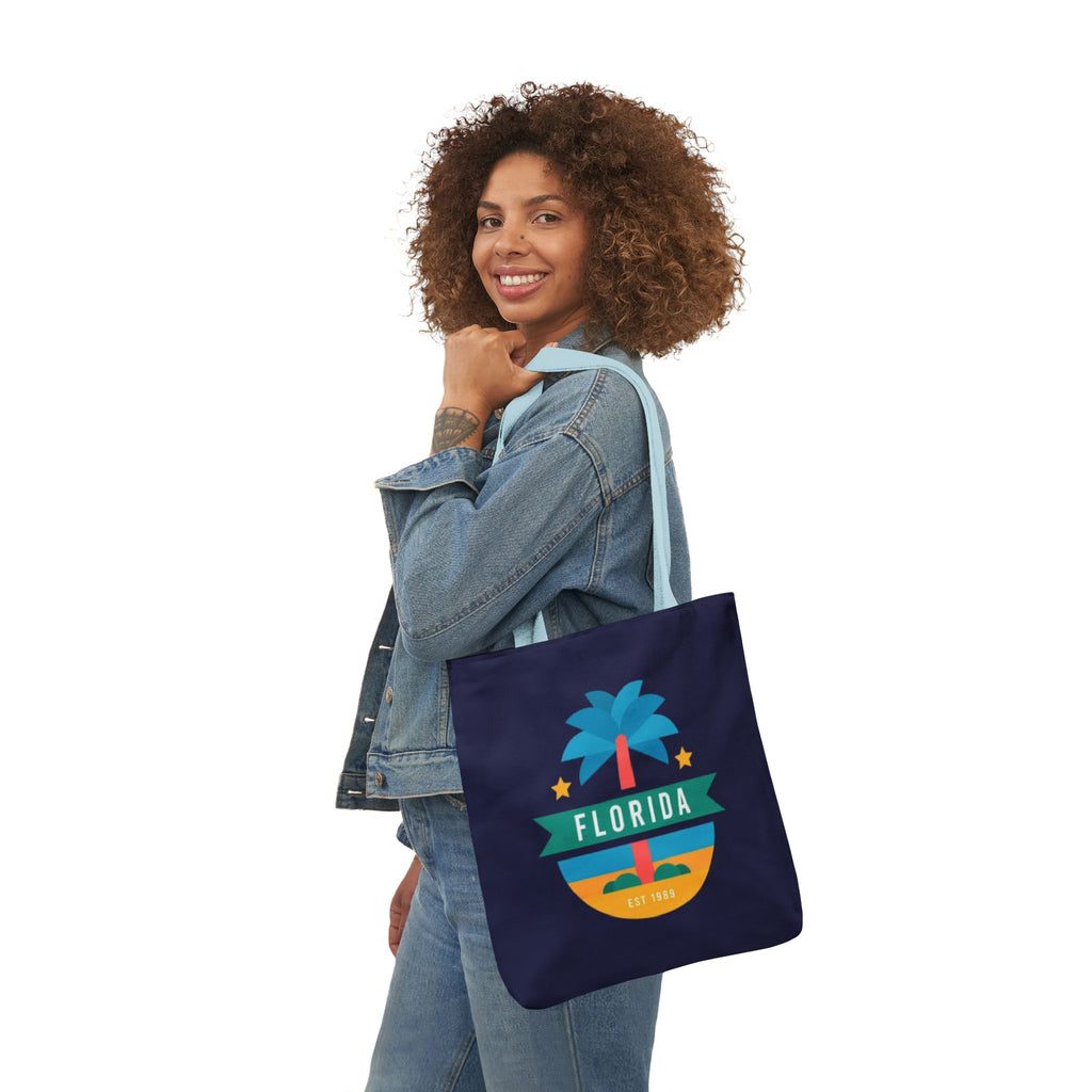 Florida Palm Beach Canvas Tote Bag — Retro Sunshine Travel Tote