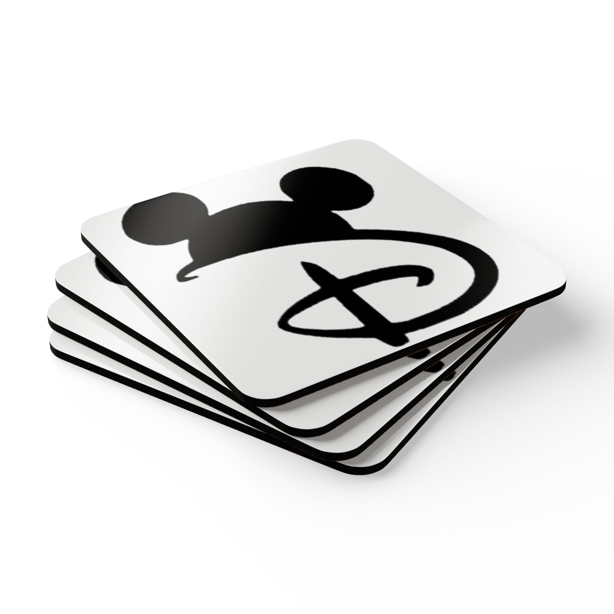 Mickey Silhouette Cork Coaster Set — Disney-Inspired Drink Coasters (4-Pack)