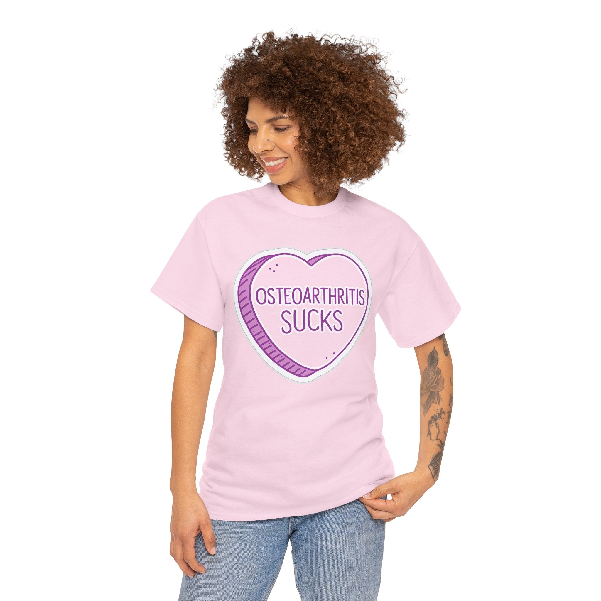 Osteoarthritis Sucks T-Shirt — Pink Heart Awareness Tee
