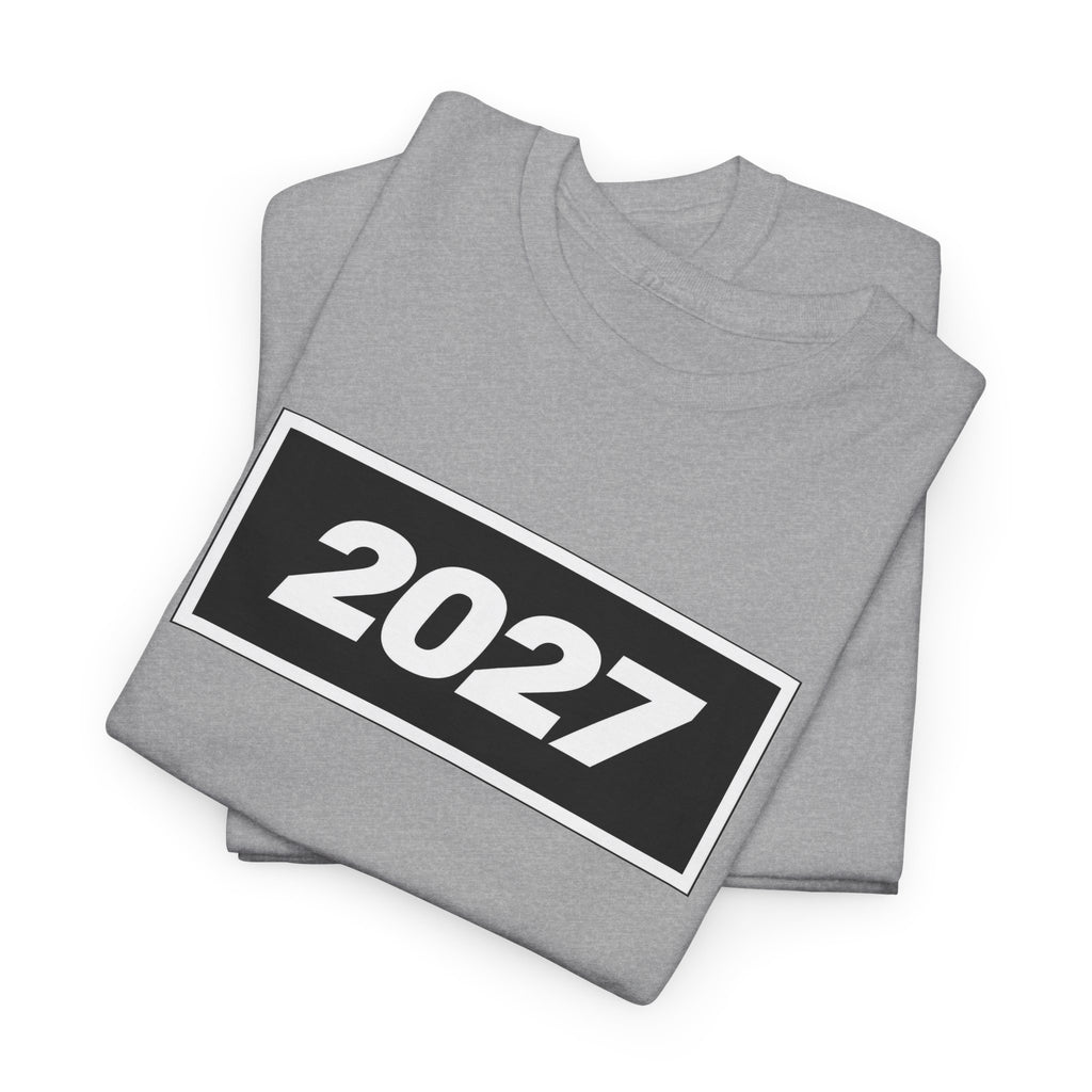 Oasis Inspired 2027 Graphic Tee — Minimal Year Rectangle T‑Shirt for New Year Celebrations