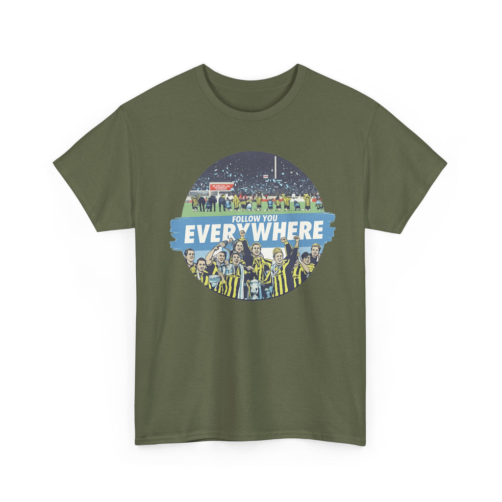 Manchester City Everywhere Soccer Crowd Graphic Tee — 'Follow You Everywhere' Fan Shirt