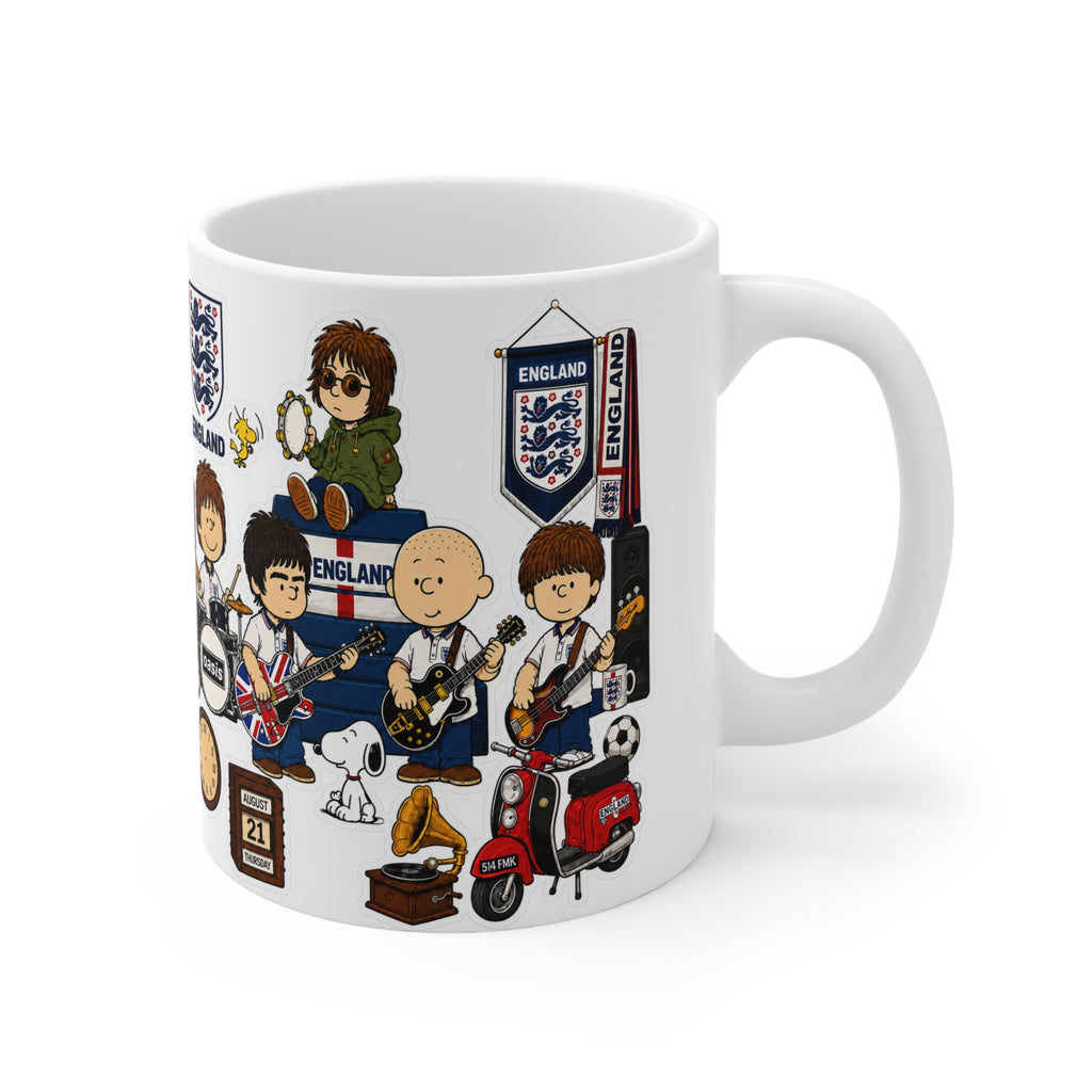 England Britpop Band Cartoon Coffee Mug — 11oz & 15oz Ceramic