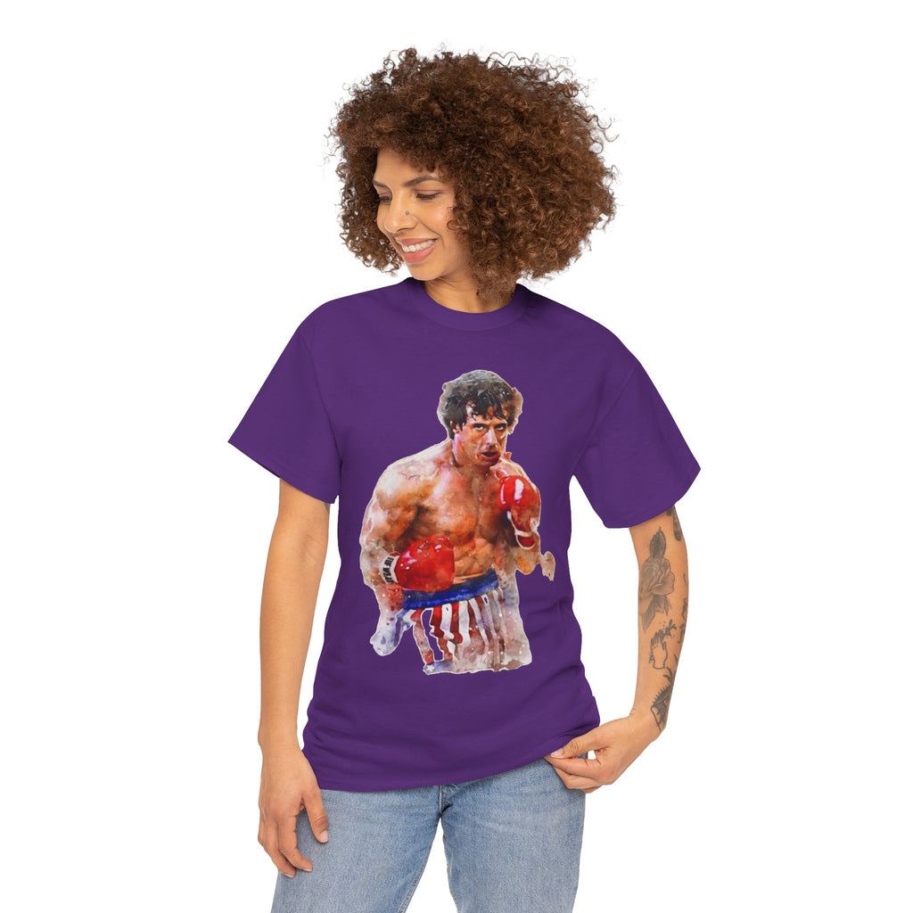 Boxer Rocky Painting T‑Shirt — Vintage American Flag Boxing Tee
