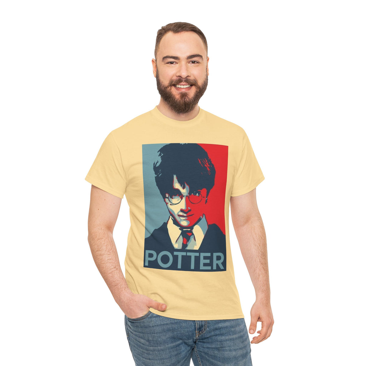 Harry Potter Inspired Vintage Wizard Portrait Cotton T‑Shirt — 'Potter' Graphic Tee