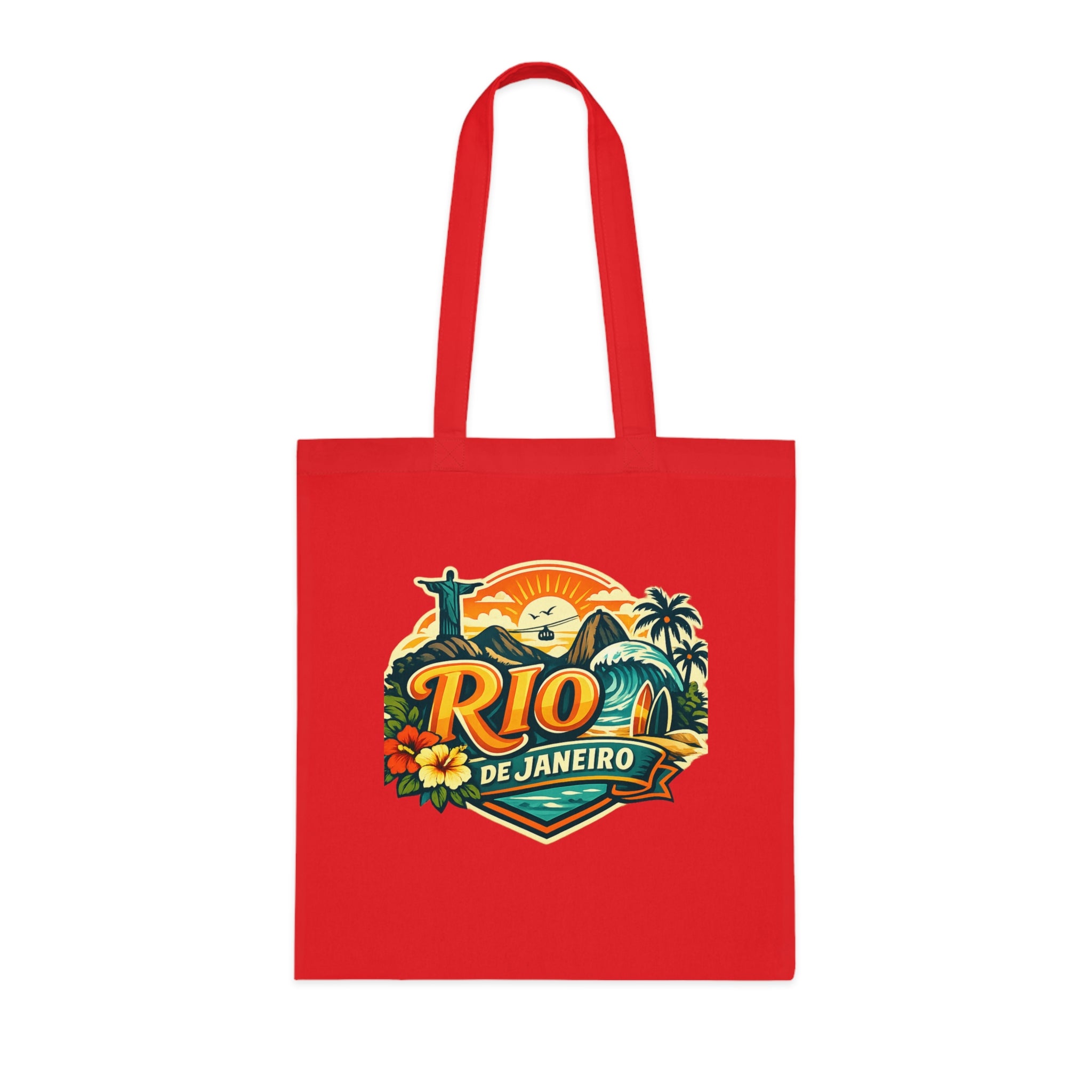 Rio de Janeiro / West Palm Beach Beach Tote — Retro Tropical Cotton Tote Bag