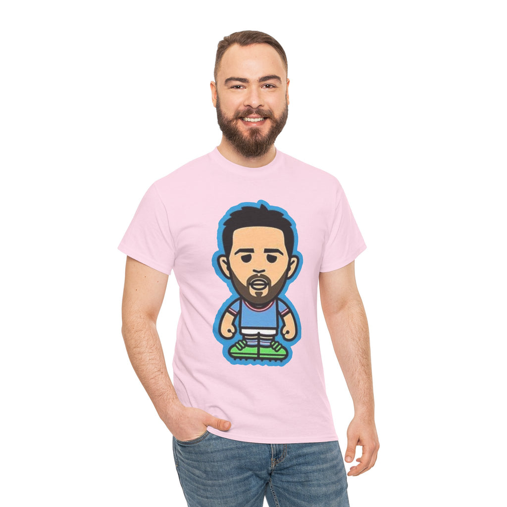 Bernardo Silva Manchester City Legend Graphic Tee — Player Cartoon Front & Tribute Poster Back