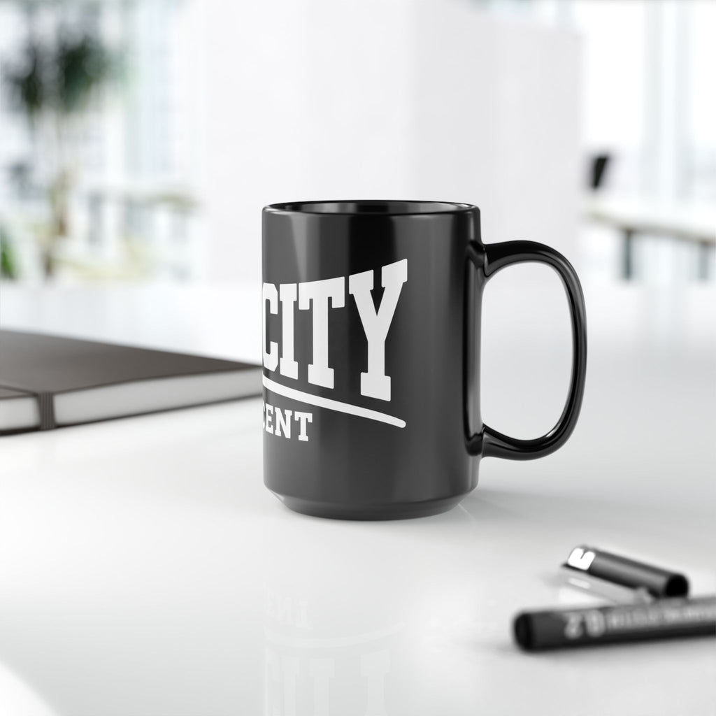 Black Mug — Man City 'Innocent' Bold Typography Coffee Cup
