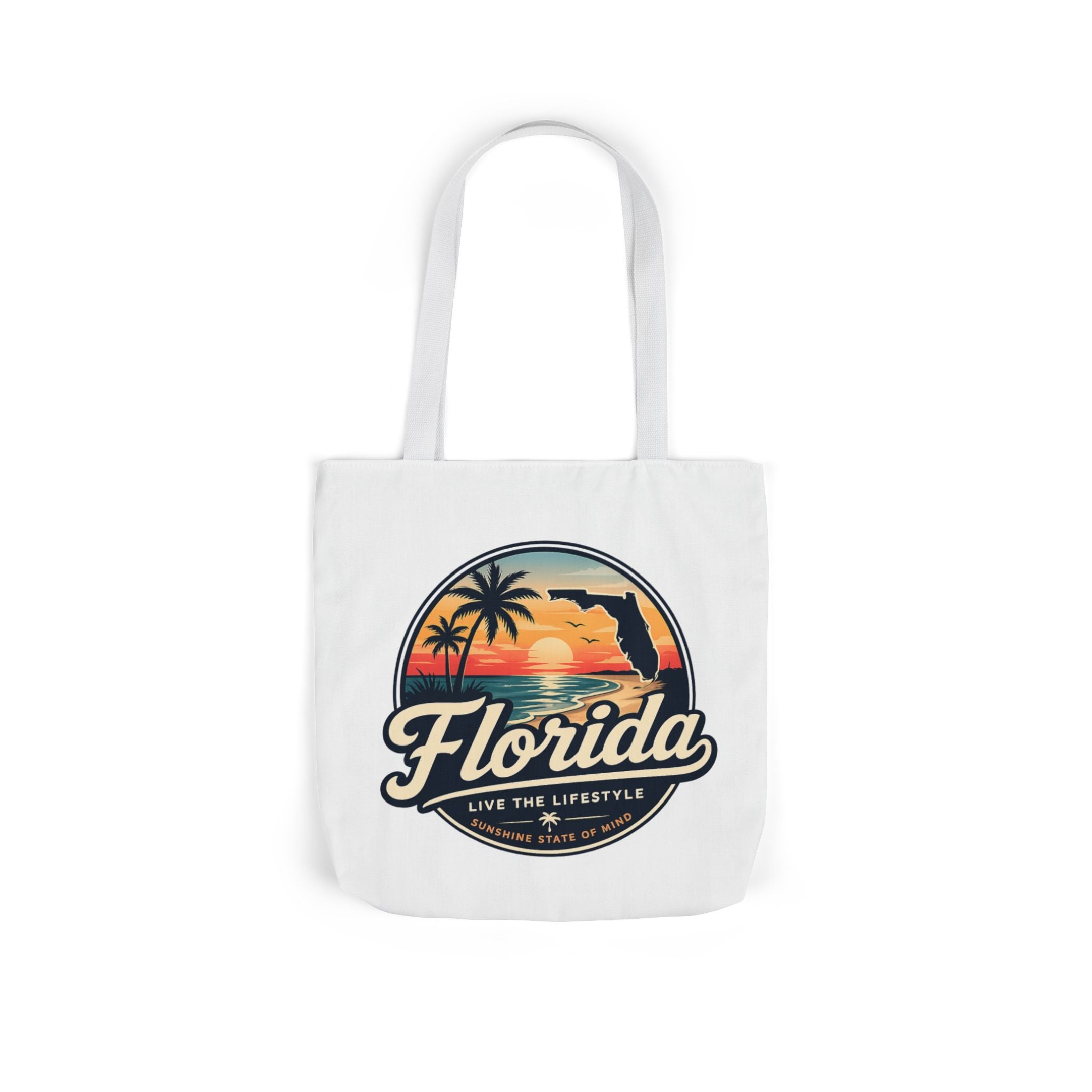 Florida Sunset Canvas Tote Bag — Retro Palm Beach Design