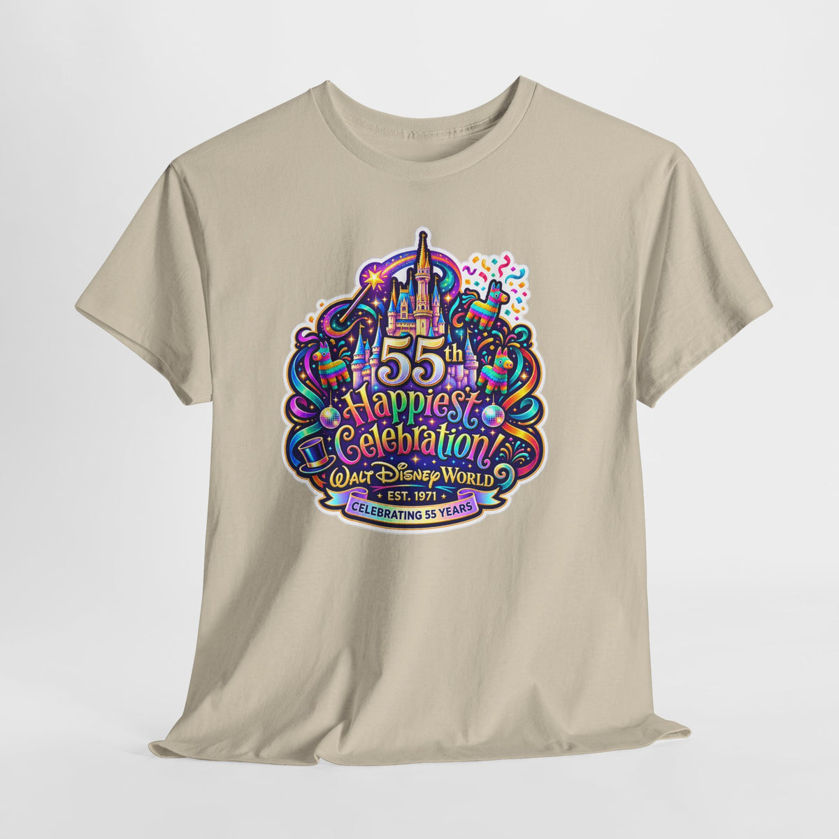 T-Shirt — "55th Happiest Celebration" Colorful Anniversary Castle Graphic Tee