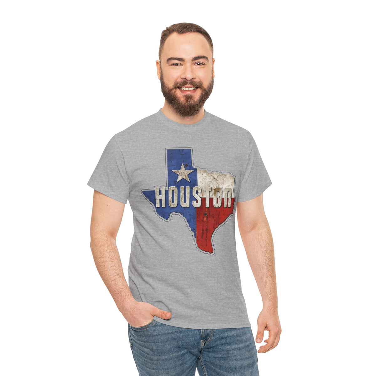 Houston Texas Flag Graphic Tee — Vintage State Outline T-Shirt