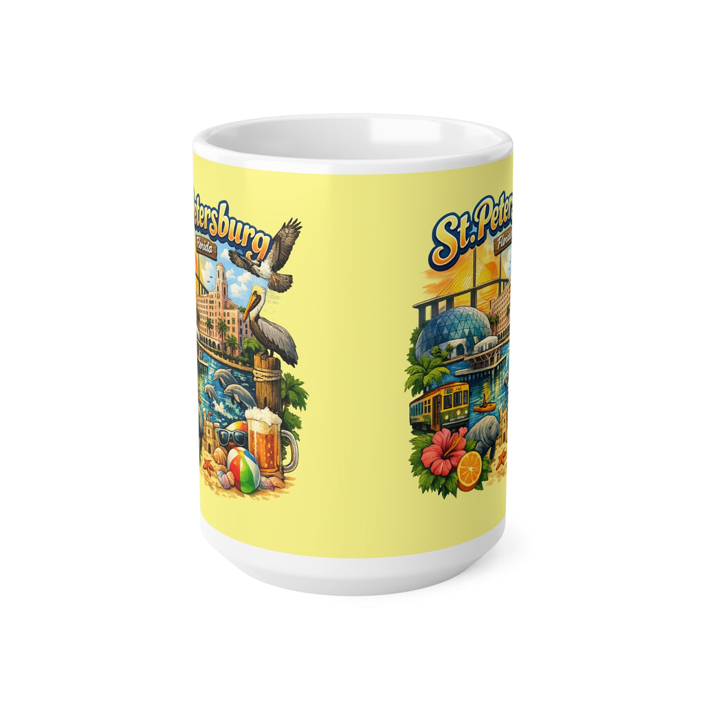 St. Petersburg Florida Retro Tourist Ceramic Coffee Mug — 11oz & 15oz