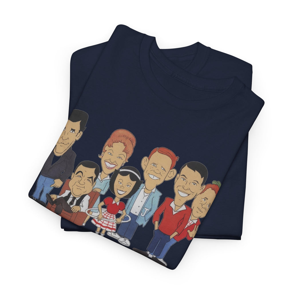 Happy Days Retro TV Cast Cartoon Tee - Vintage Sitcom Character Group Shirt