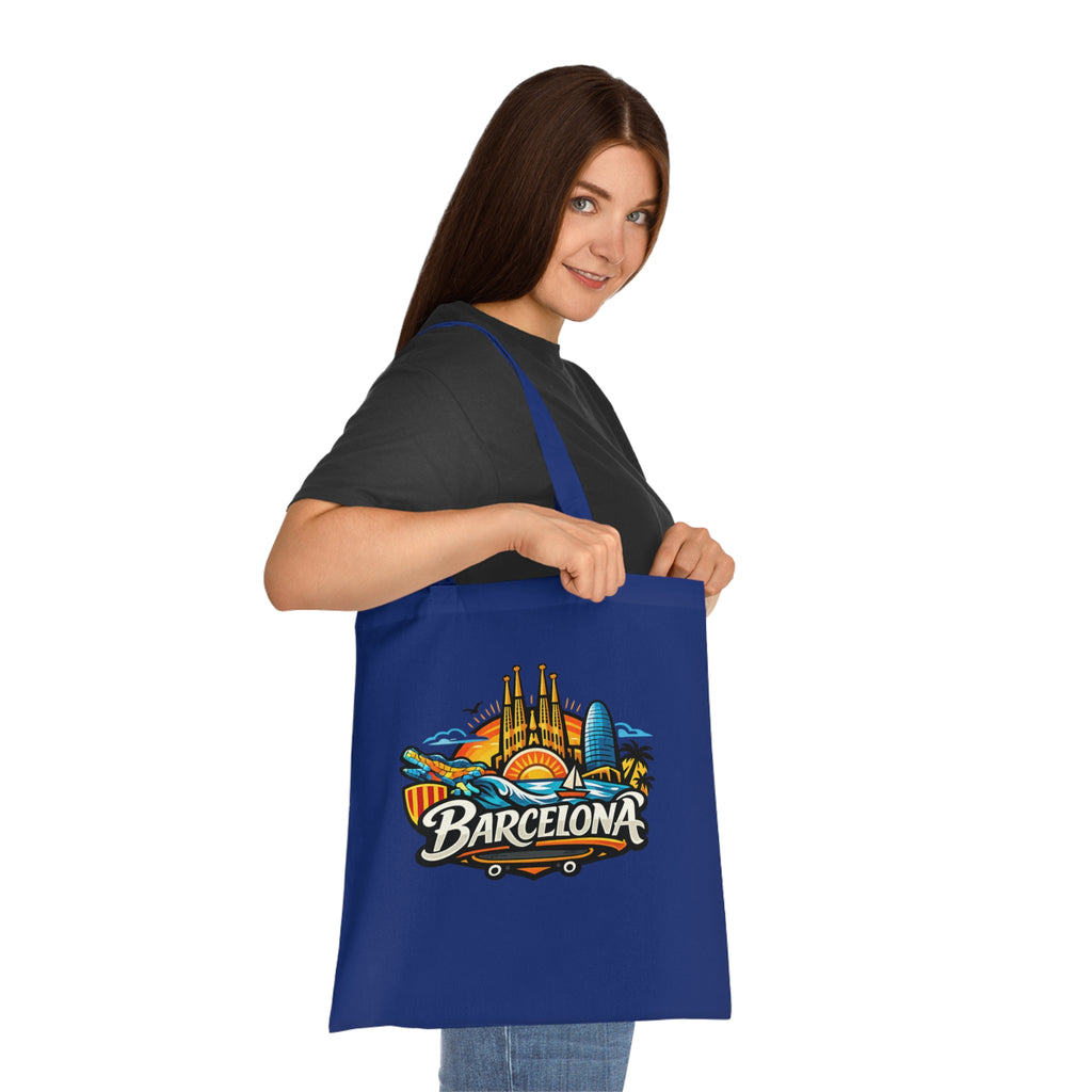 Barcelona Skyline Cotton Tote — Souvenir Travel Beach Bag