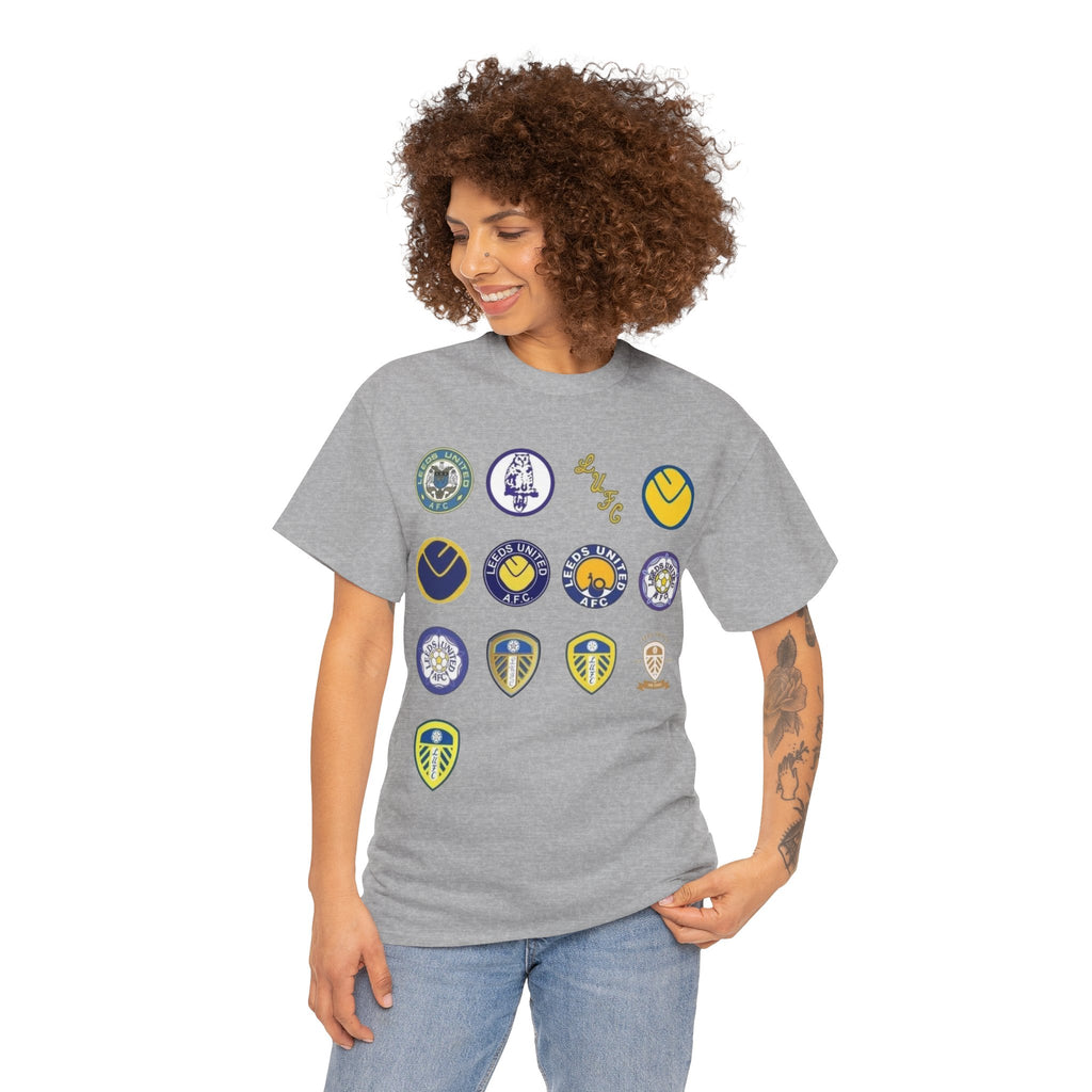 Leeds United Retro Crest Cotton T-Shirt — Vintage Football Club Emblem Tee
