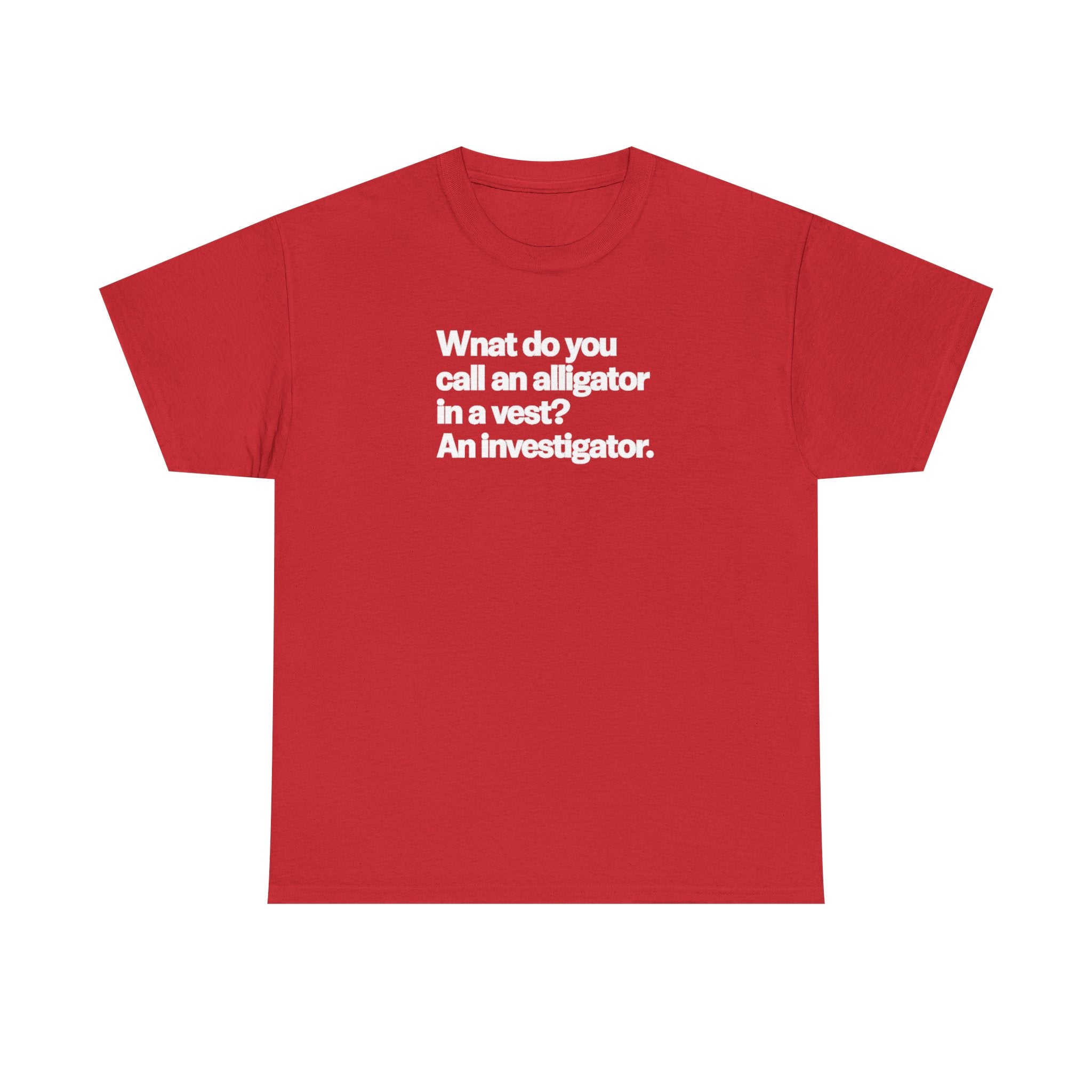 What do you call an Alligator White Minimalist Funny Tee — Subtle Embossed Text Casual T-Shirt