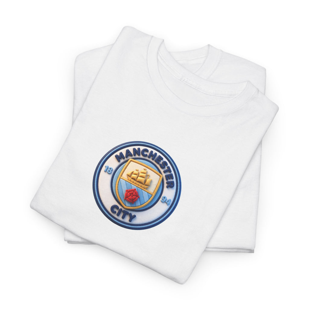 Manchester City Crest Unofficial 3D T-Shirt — Minimal Soccer Logo Tee