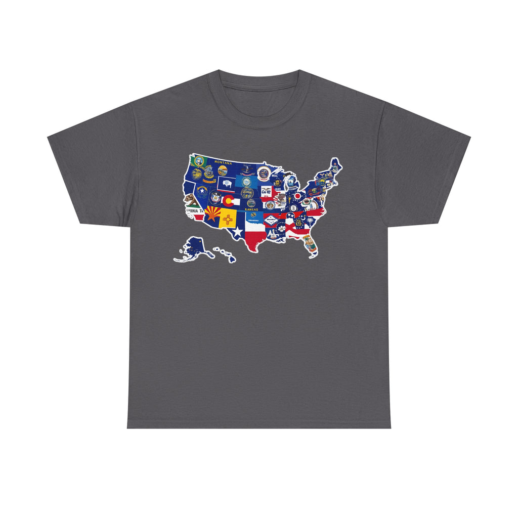 USA Map Flag T-Shirt — United States State Flag Map Tee