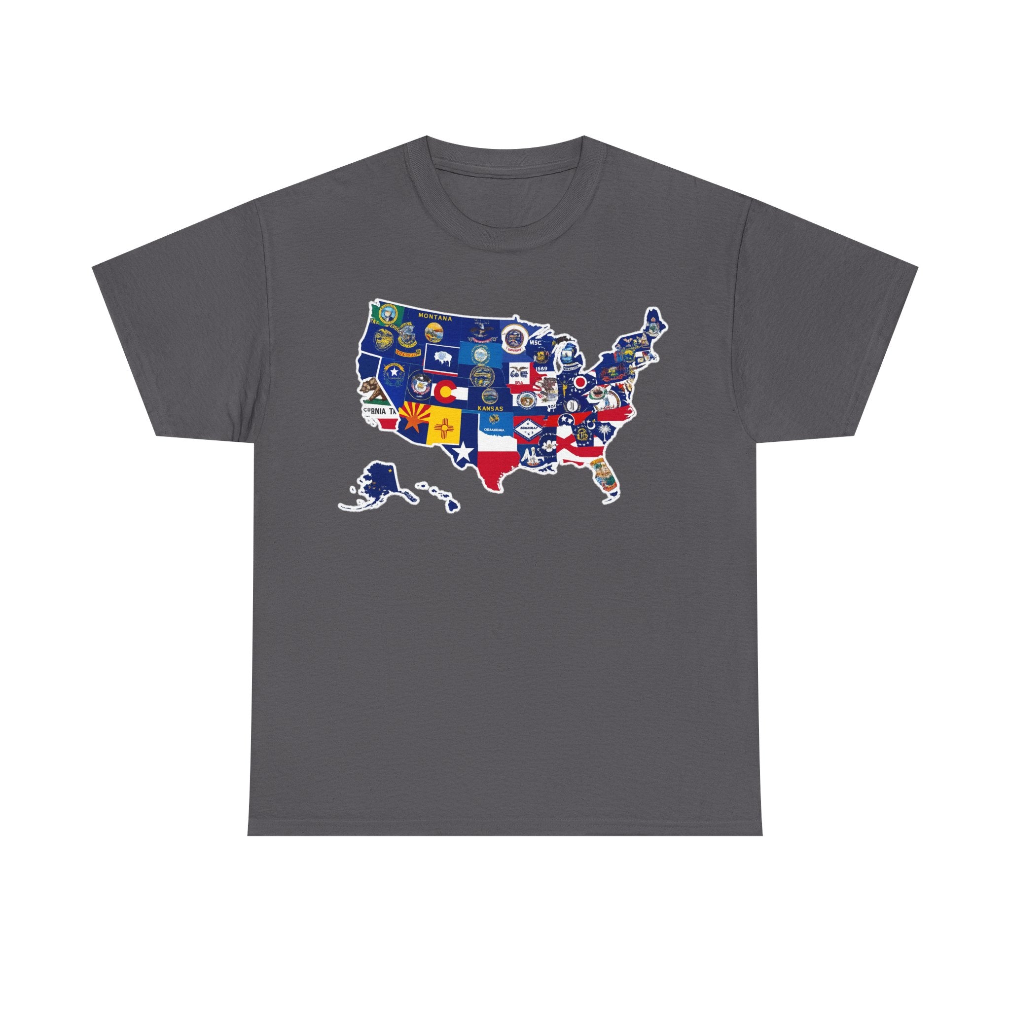USA Map Flag T-Shirt — United States State Flag Map Tee