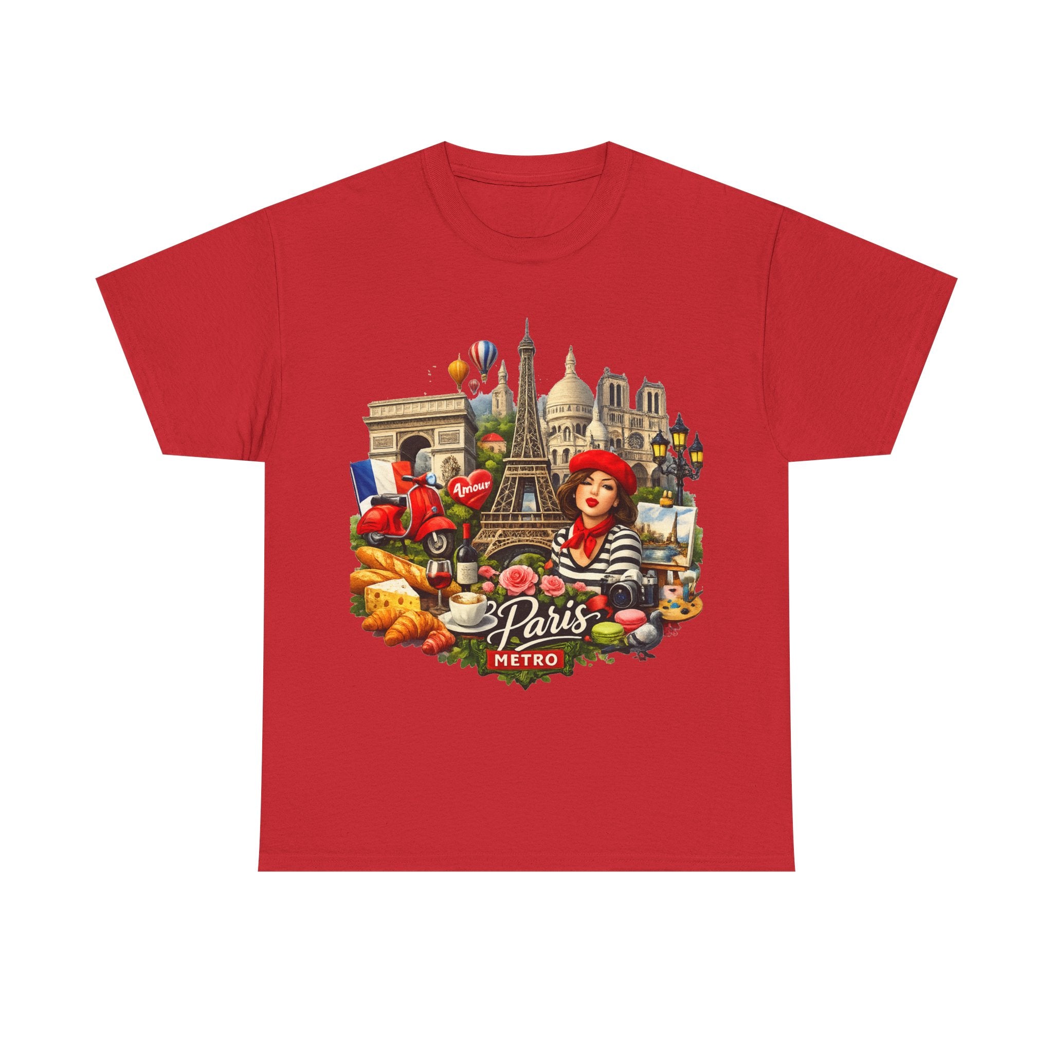Paris Montage Tee — Eiffel Tower, Croissant & Metro Vintage Travel T‑Shirt