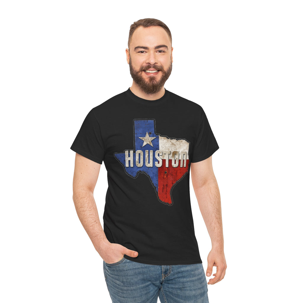 Houston Texas Flag Graphic Tee — Vintage State Outline T-Shirt