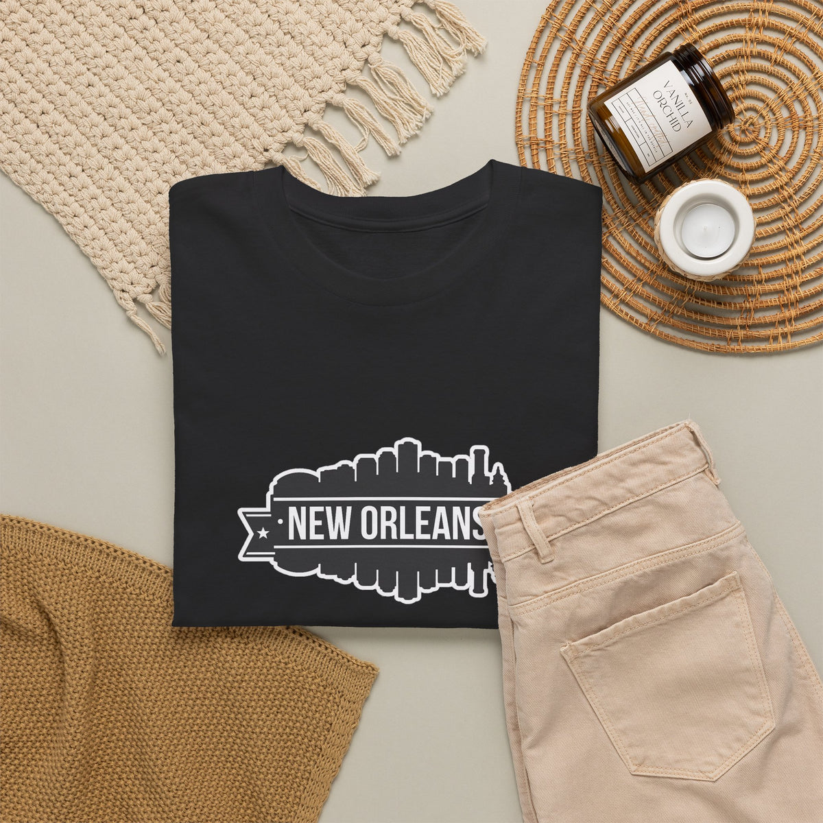 New Orleans Skyline T-Shirt – Retro Badge Cityscape Tee